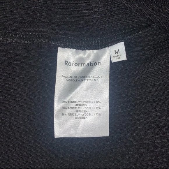 Reformation Laurena Knit Mini Dress Ribbed Black Square Neckline - Picture 12 of 13